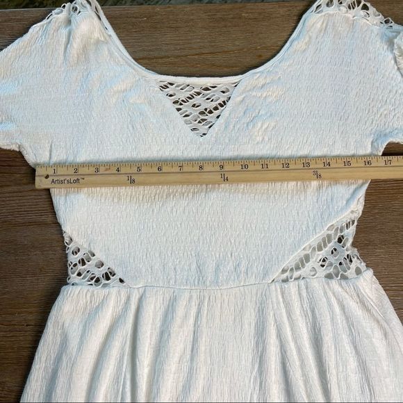 Free People 'To the Point' Lace Inset Crinkled Fit Flare Dress Size Small - Picture 10 of 15